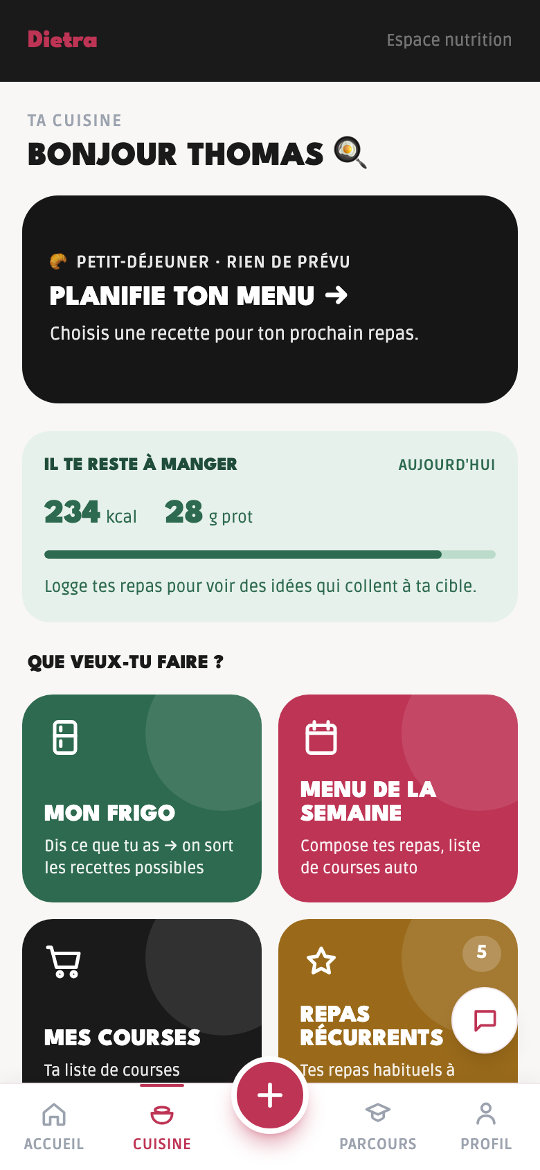 L’espace cuisine Dietra