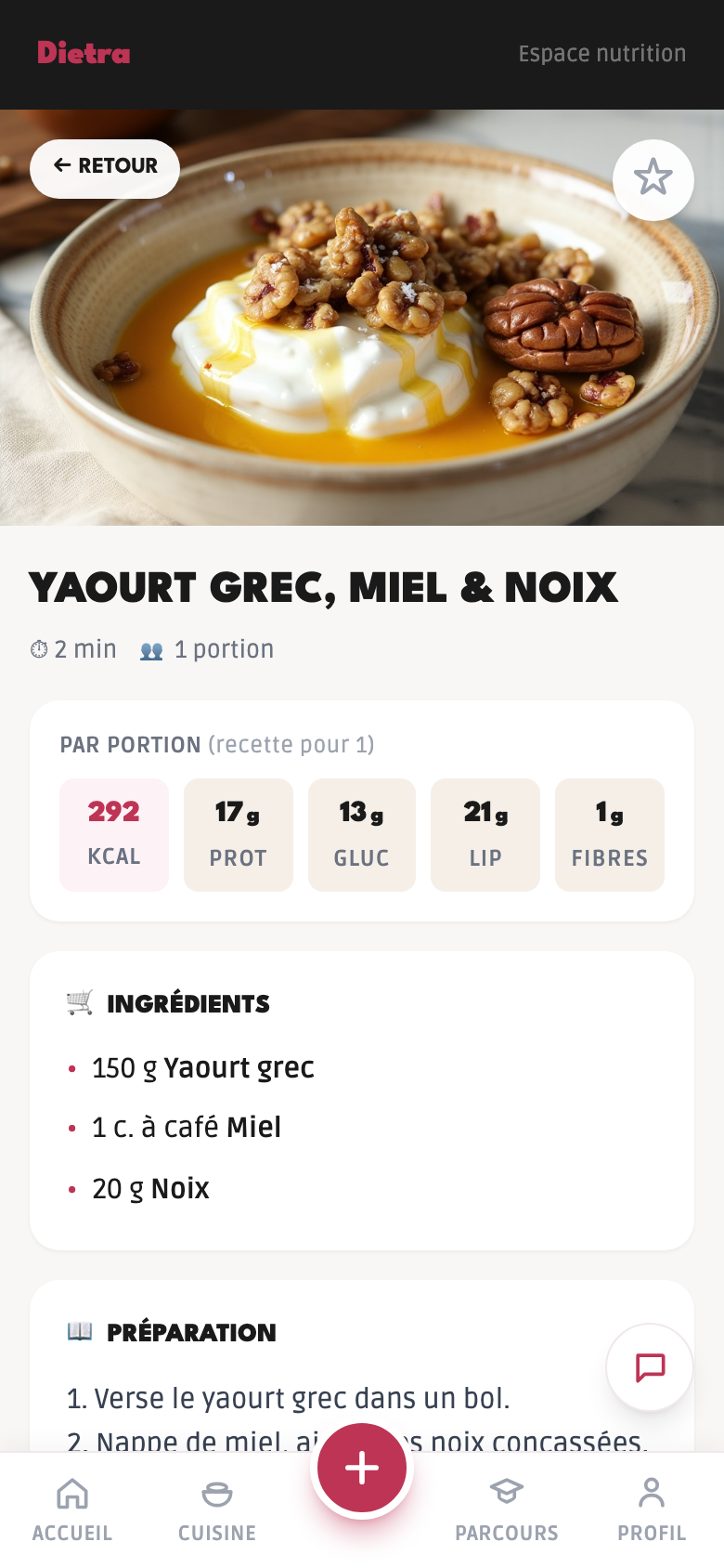 Une recette Dietra